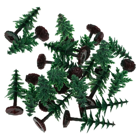 GOOHOCHY 20pcs Mini Christmas Trees for Tabletop Decorations Realistic Green Plastic Decor for Holiday Scenery