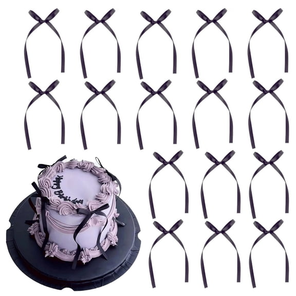 20 Pcs Bow Cupcake Toppers, Birthday Party Cake Decorations, High Quality Fabric Sturdy Lightweight, Easy To Use Directly On Cake, Diy Dessert Decor No Assembly Required