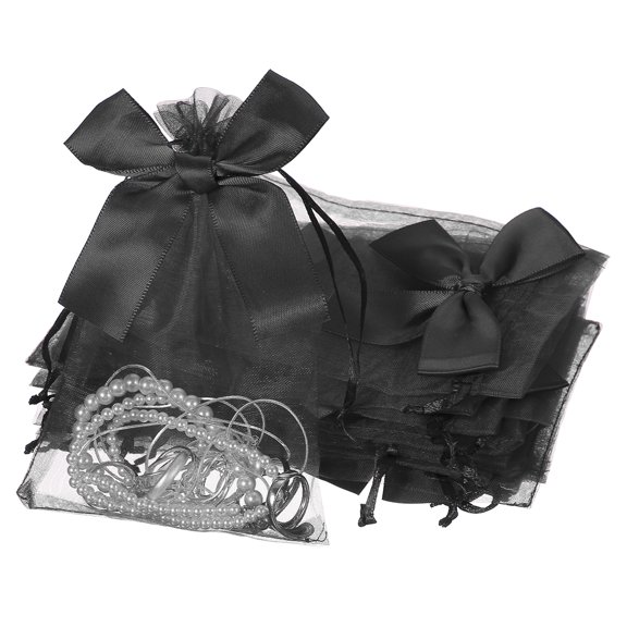 Uxcell 20 Count Bow Organza Gift Bags, Wedding Favor Bag Black 4.3" x 6.3"