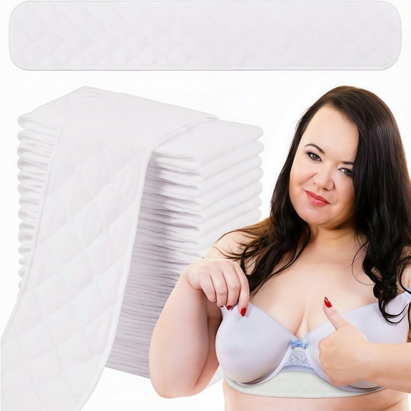 20 Pcs Bra Liners Sweat Absorbent Bra Pads, Size 18×3 Inches, 3-Layer Washable Cotton Breast Pads(M)