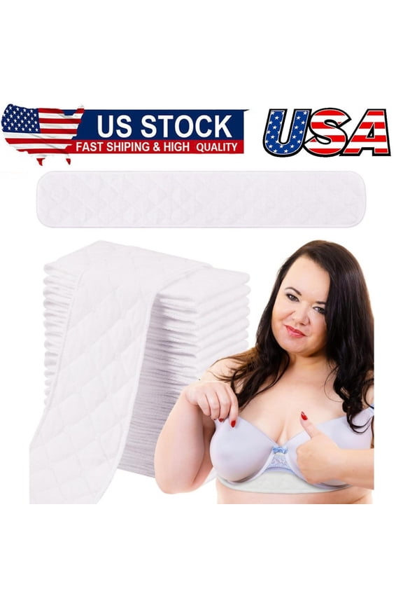 20 Pcs Bra Liners for Sweat 18x3 Inch 3 Layer Washable Rectangle Cotton Under Breasts Pads for Women Absorb Sweating