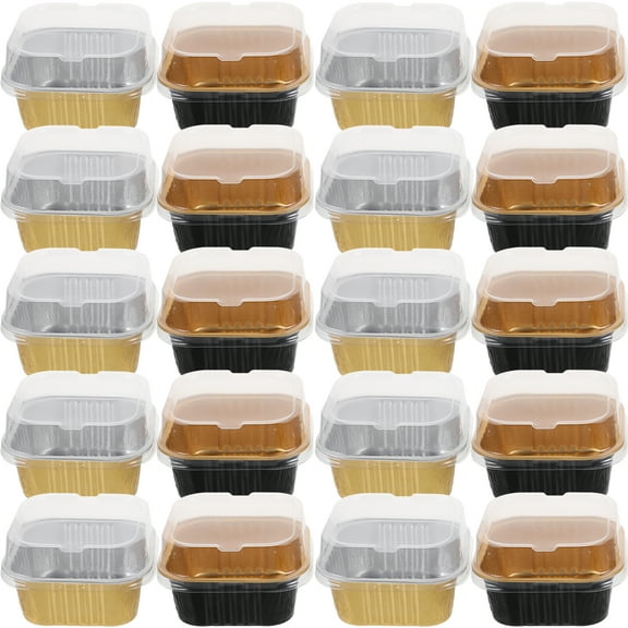 CRILSTYLEO 20pcs Aluminum Foil Boxes Cake Baking Boxes Foil Food Containers Dessert Cups Baking Boxes