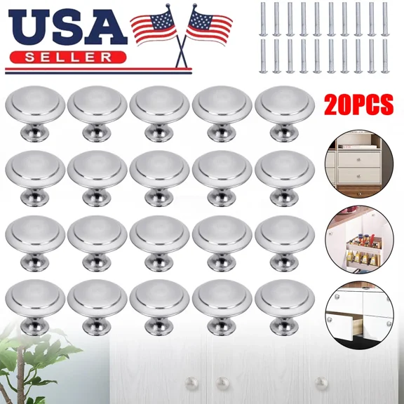 20 Pcs Brushed Nickel Kitchen Cabinet Handles Knobs Stainless Steel Drawer Pulls
