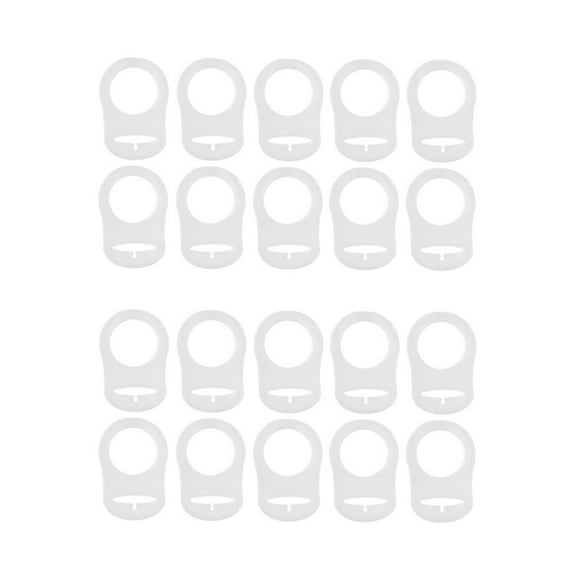 20 Pcs Button Silicone Ring Pacifier Holder Mannequin Clip Adapter Transparent