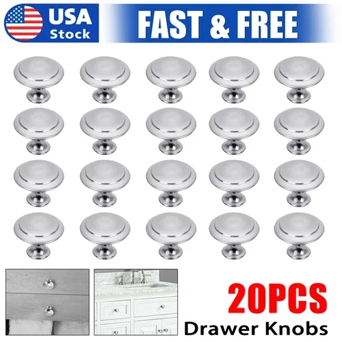 20 Pcs Cabinet Knobs Drawer Pulls Door Handles Kitchen Hardware Brushed Nickel
