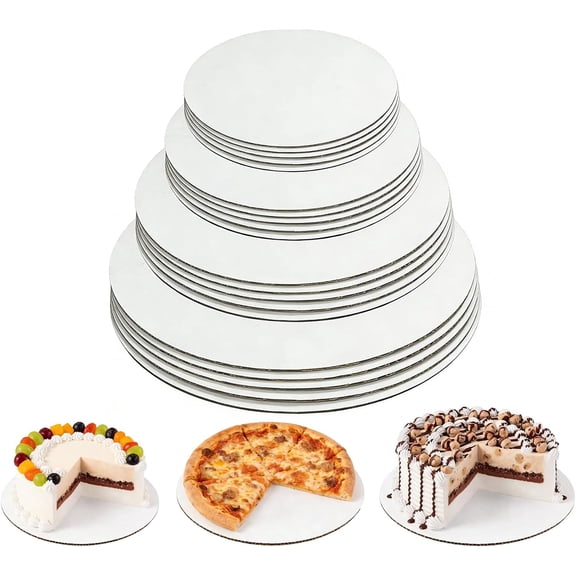 20 Pcs Cake Boards, Cardboard Cake Boards 6/8/10/12 Inch (5 Each Size), Round Cake Circles, Pizza Cardboard Rounds for Baking, Wedding, Birthday, Dessert, Decorating