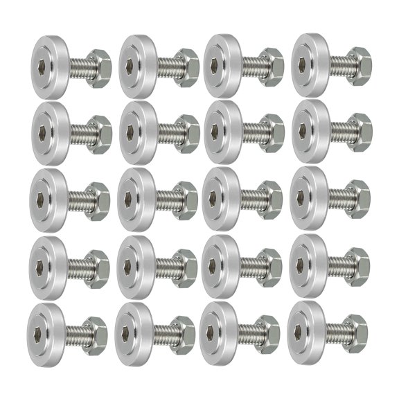 20 Pcs Car Motorcycle Silver Tone M6 Fender Bumper Washer Bolt Nut Kit Aluminum Alloy Engine Bay Fastener