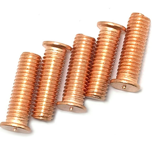 (20 Pcs) Carbon Steel Copper Plated Welding Screw Solder Point Nail, M8x20mm