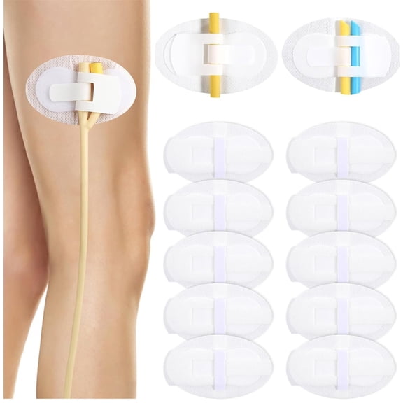20 Pcs Catheter Legband Holder Sticker,Fonmwin Catheter Tube Holder,Leg Strap Urine Bag Holder Stabilization Device Fixation Tape,Universal Fixing Bands Catheter Tube Holderfor Elderly Man Woman