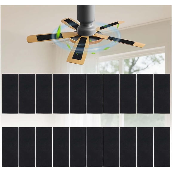 20 Pcs Ceiling Fan Filters for Blades, Activated Coconut Shell Carbon Fan Air Purifier Pads, Universal Trim-to-Fit Odor Filter, 10 x 3.5 x 0.3 In