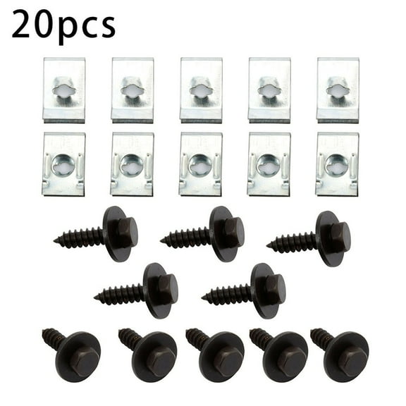 20 Pcs Chassis Guard Screws for BMW Black & Silver Car Dashboard Panel Fender Fastener Metal U-Type Clip Replacement Accessories