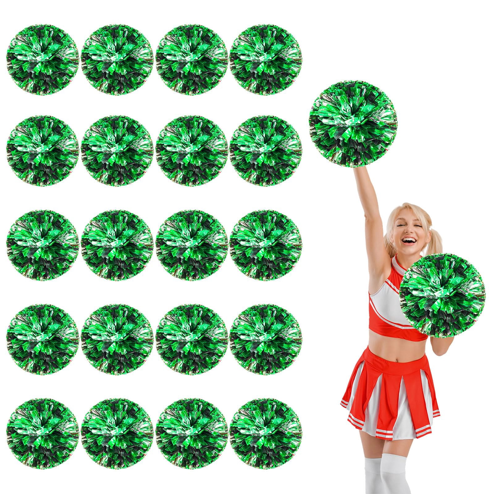 20 Pcs Cheerleading Pom Poms, Cheerleader Pompoms with Finger Holes,Fit for Team Spirit Sports Dance Cheering