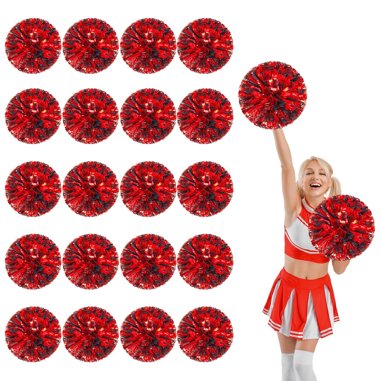 20 Pcs Cheerleading Pom Poms, Cheerleader Pompoms with Finger Holes,Fit for Team Spirit Sports Dance Cheering