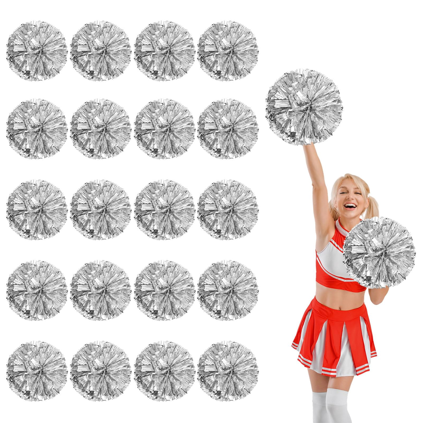 20 Pcs Cheerleading Pom Poms, Cheerleader Pompoms with Four Finger Payment,Fit for Team Spirit Sports Dance Cheering