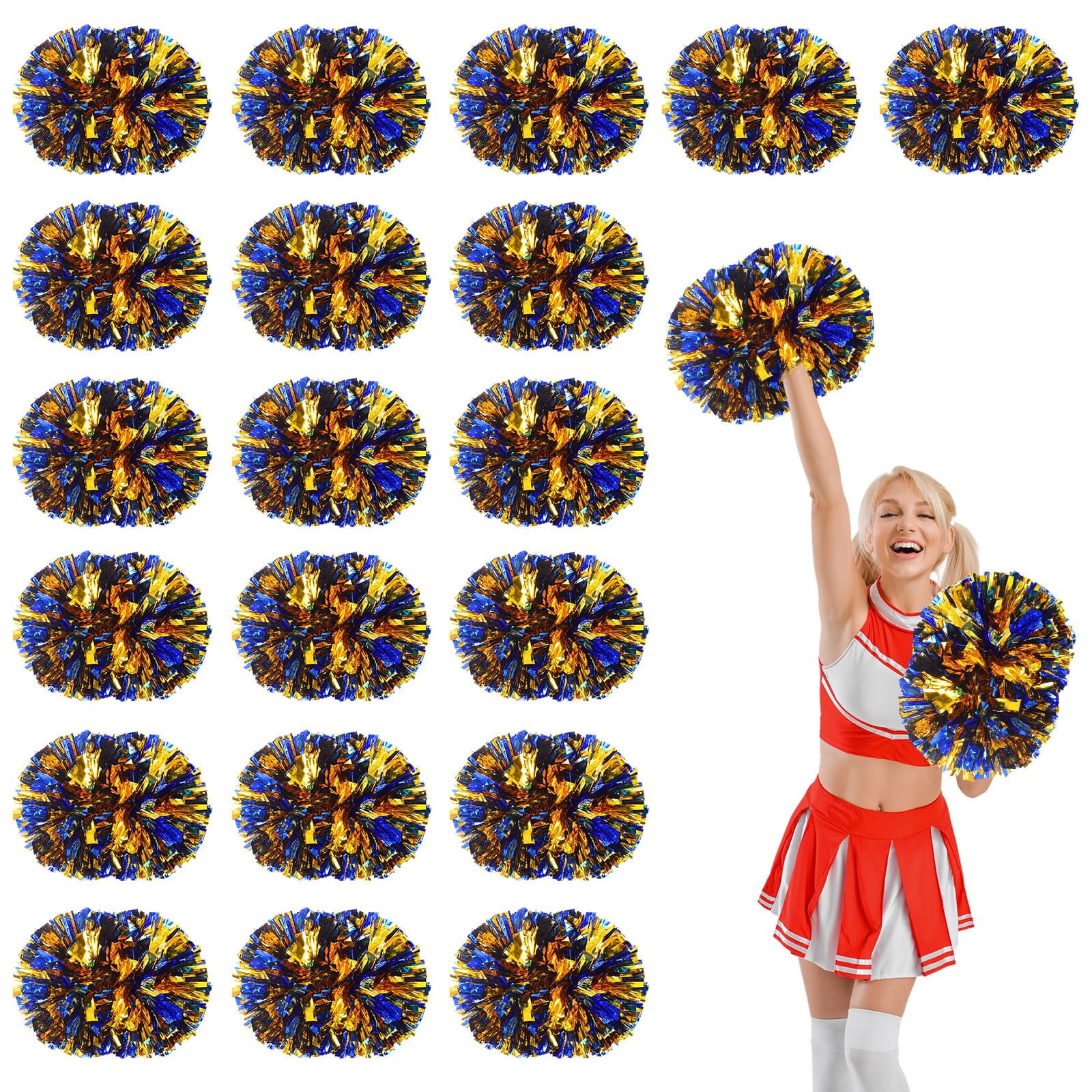 20 Pcs Cheerleading Pom Poms, Cheerleader Pompoms with Handle Style,Fit for Team Spirit Sports Dance Cheering