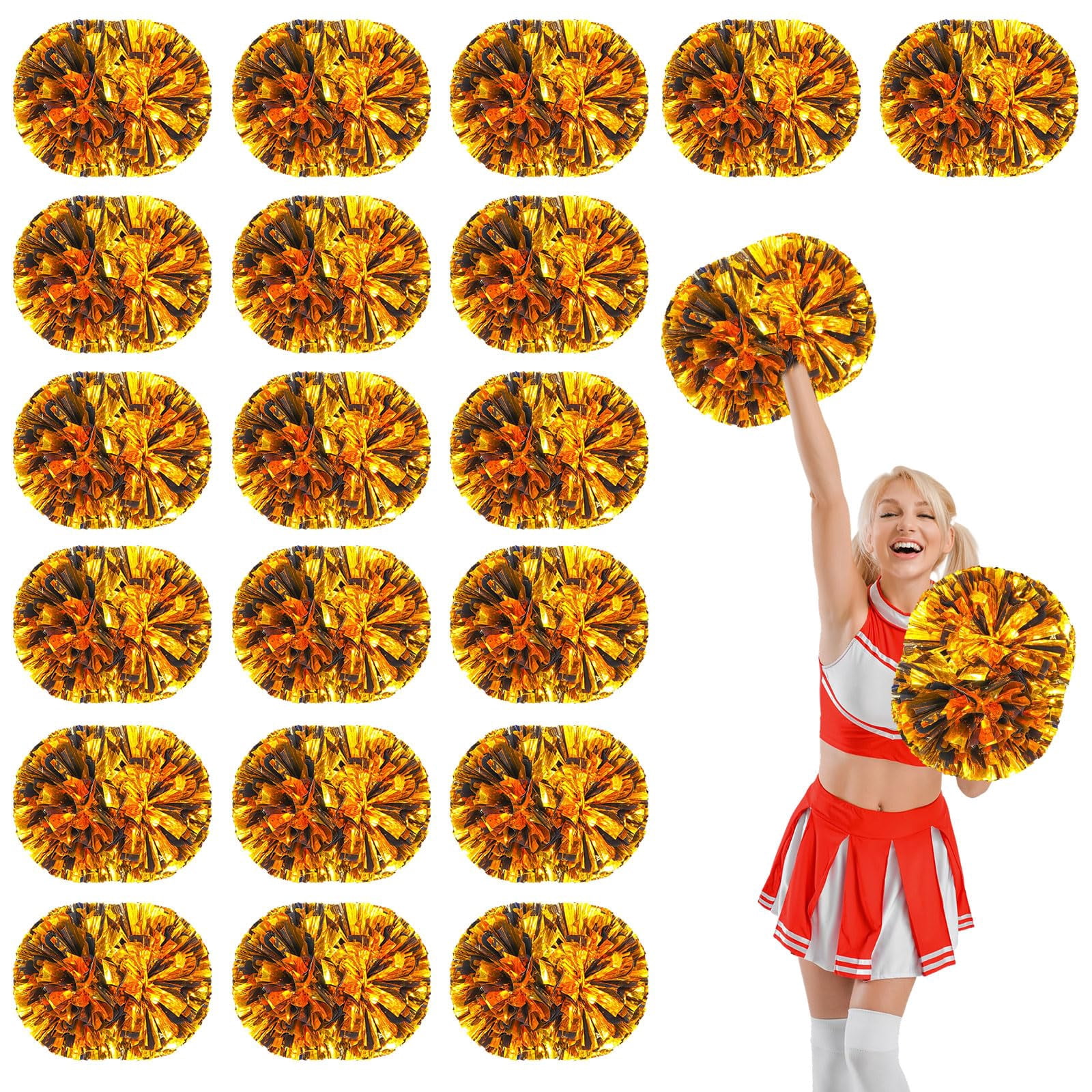 20 Pcs Cheerleading Pom Poms, Cheerleader Pompoms with Handle Style,Fit for Team Spirit Sports Dance Cheering