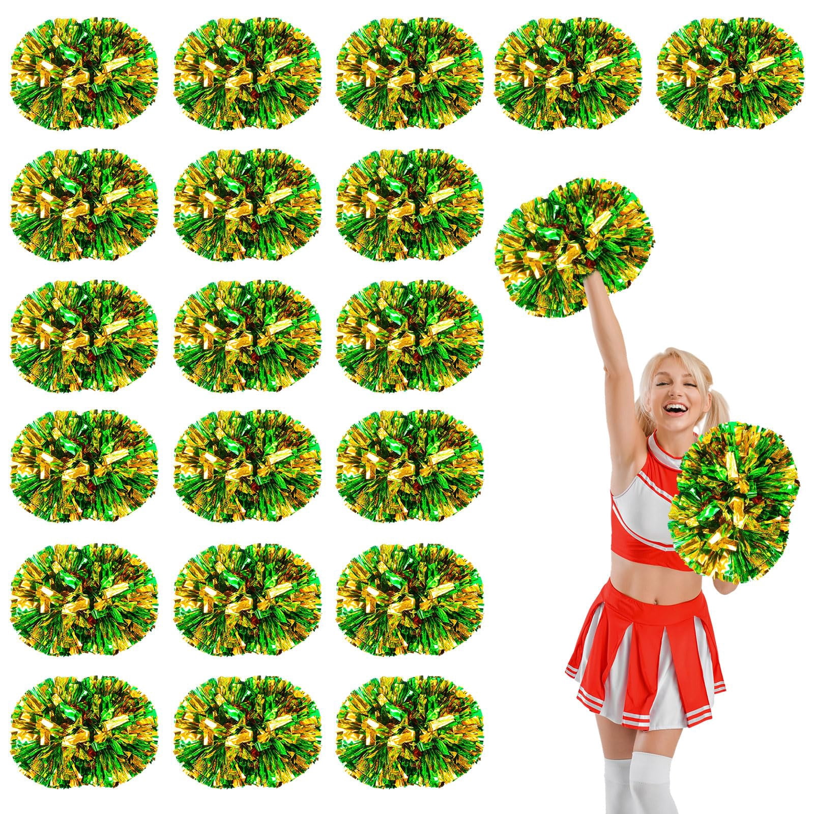 20 Pcs Cheerleading Pom Poms, Cheerleader Pompoms with Handle Style,Fit for Team Spirit Sports Dance Cheering