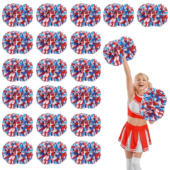 20 Pcs Cheerleading Pom Poms,with Handle Style Cheerleading Handheld Squad Pompoms for Sports Team Cheer Spirit