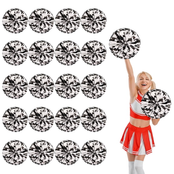 20 Pcs Cheerleading Pom Poms,with Straight Handle Style Cheerleading Handheld Squad Pompoms for Sports Team Cheer Spirit