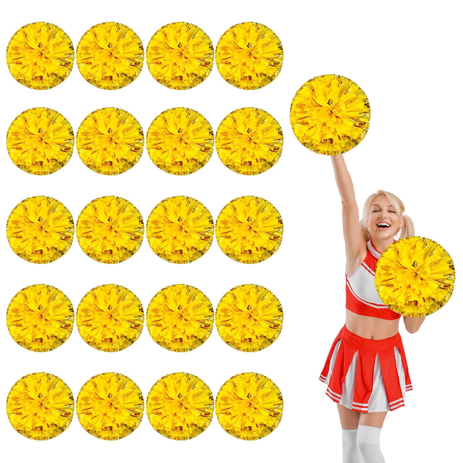 20 Pcs Cheerleading poms,13.7inch pom poms Cheerleading with Finger Holes Cheer Pom Pomsfor Dance, Matches, Team Spirit Sports
