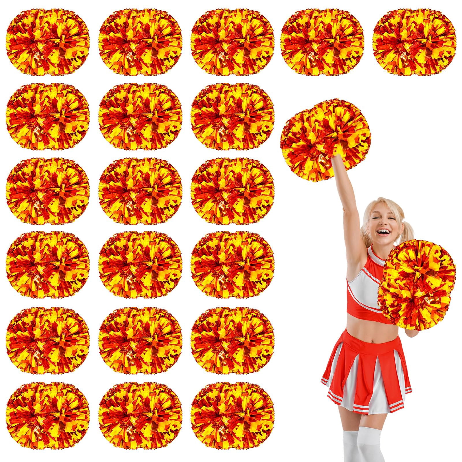20 Pcs Cheerleading poms,14.57inch pom poms Cheerleading with Handle Style Cheer Pom Pomsfor Dance, Matches, Team Spirit Sports