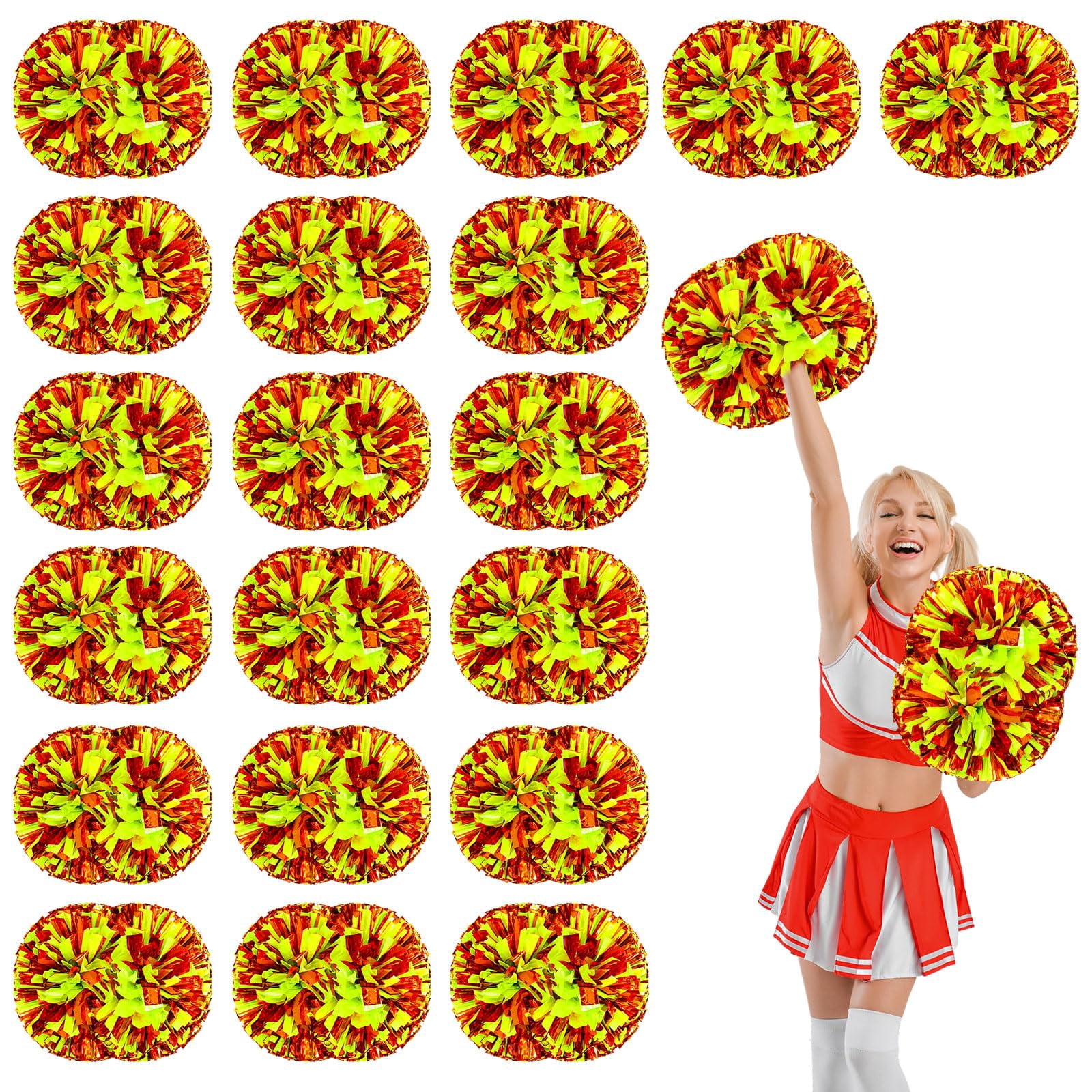 20 Pcs Cheerleading poms,pom poms Cheerleading with Handle Style Cheer Pom Pomsfor Dance, Matches, Team Spirit Sports