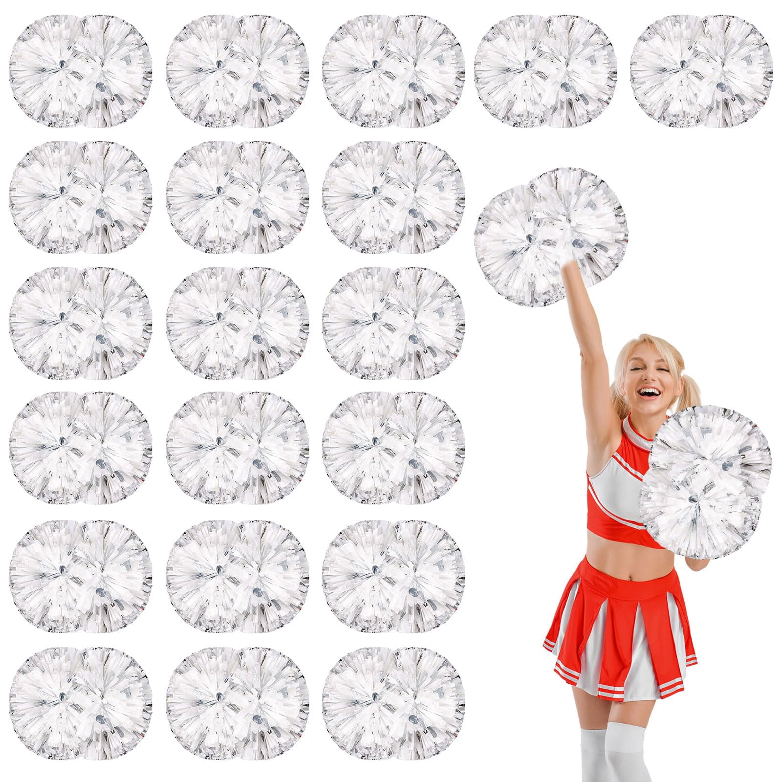 20 Pcs Cheerleading poms,pom poms Cheerleading with Handle Style Cheer Pom Pomsfor Dance, Matches, Team Spirit Sports