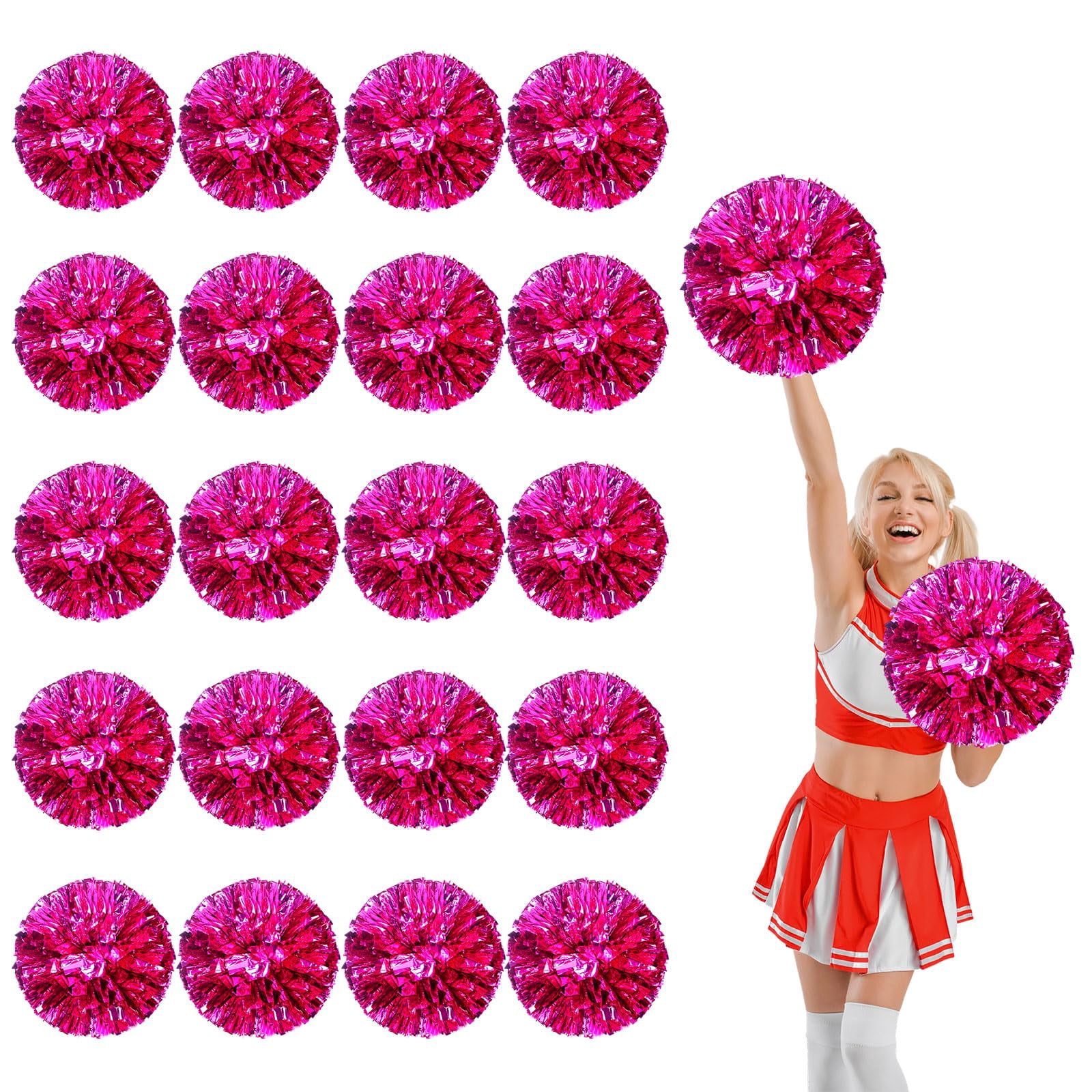 20 Pcs Cheerleading poms,pom poms Cheerleading with Straight Handle Style Cheer Pom Pomsfor Dance, Matches, Team Spirit Sports