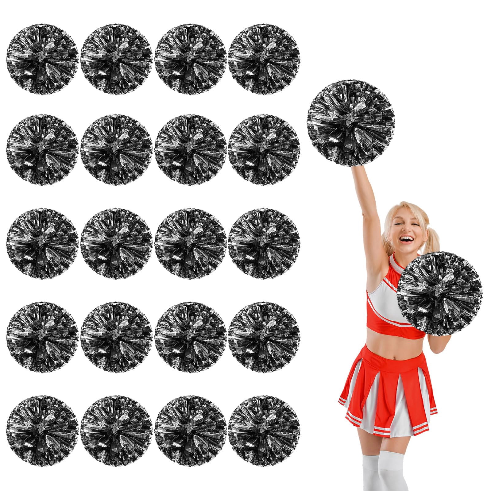 20 Pcs Cheerleading poms,pom poms Cheerleading with Straight Handle Style Cheer Pom Pomsfor Dance, Matches, Team Spirit Sports