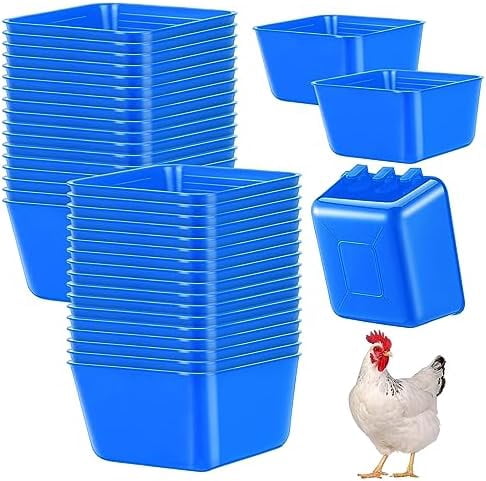20 Pcs Chicken Water Feeder Cups 16 oz Pigeon Bird Feeder Cups Hanging Cage Chicken Water Cup for Pet Parrot Rooster Parakeet Bunny Gamefowl Poultry Wire Hutch(Blue)