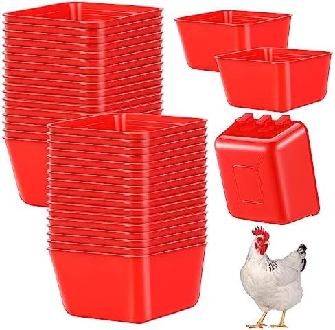 20 Pcs Chicken Water Feeder Cups 16 oz Pigeon Bird Feeder Cups Hanging Cage Chicken Water Cup for Pet Parrot Rooster Parakeet Bunny Gamefowl Poultry Wire Hutch(Red)