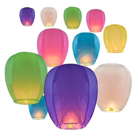 20 Pcs Chinese Paper Lanterns Biodegradable for Festivals, Wishes, Memorials, Funerals, Birthdays & Parties