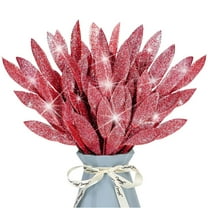 20 Pcs Christmas Artificial Leaf Sprays, GoXteam Red Glittered Bay Leaf Picks, 13" Tall Christmas Tree Picks Decorations for Christmas Tree Seasonal Wreath Winter Arrangement Wedding Home Décor