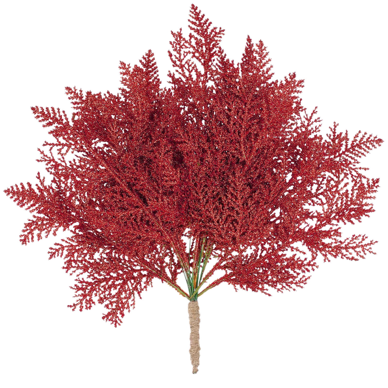 20 Pcs Christmas Artificial Pine Needles, Glitter Fake Floral for