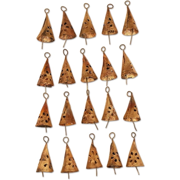 Vivanta 20 Pcs Christmas Bells  2.25" Handmade Tin Jingle Bells  Rustic Gold Farmhouse Witch Bell  Boho Holiday Ornaments & DIY Craft Decorations