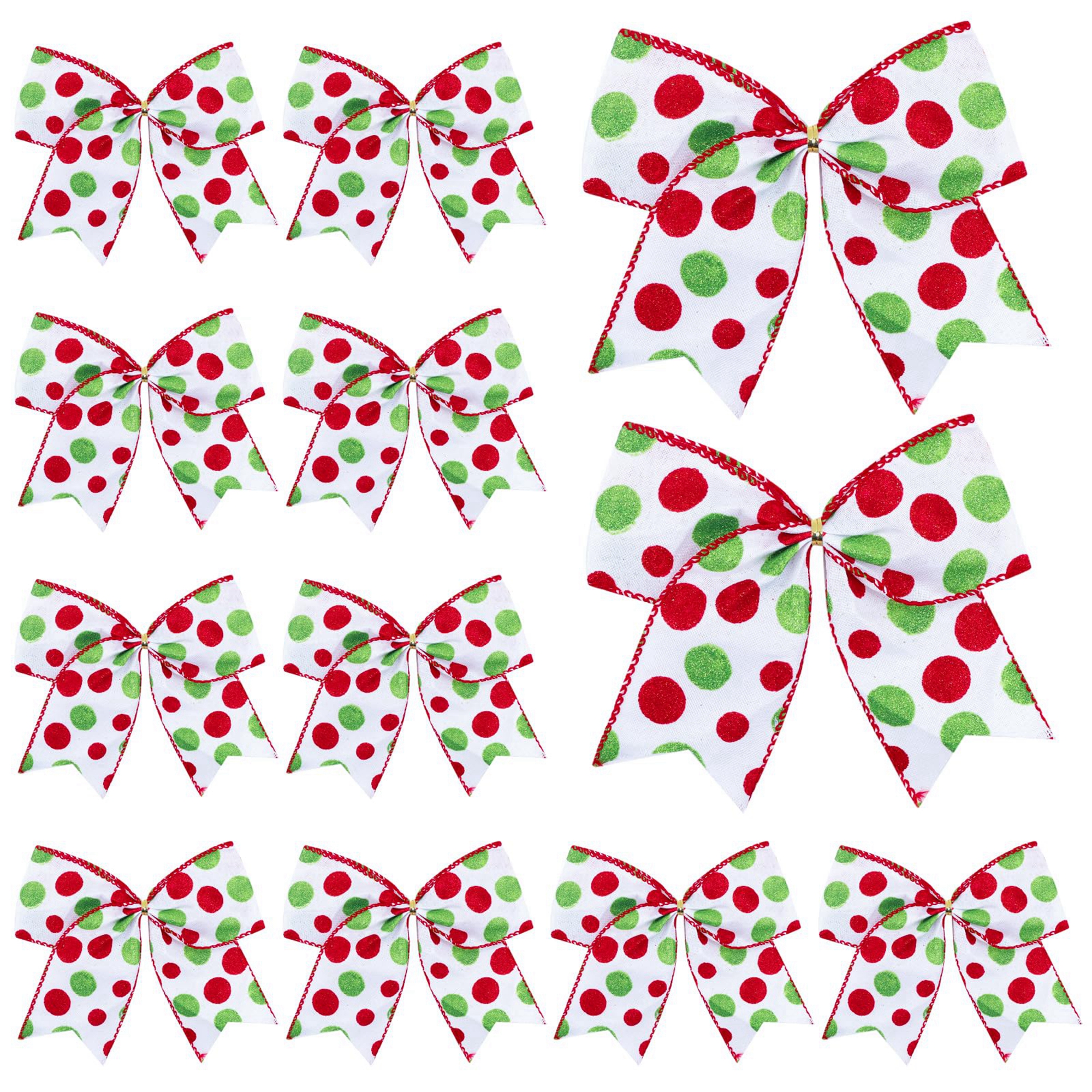 20 Pcs Christmas Bows, Cute Dot Striped Printed Bow Multicolor Bows