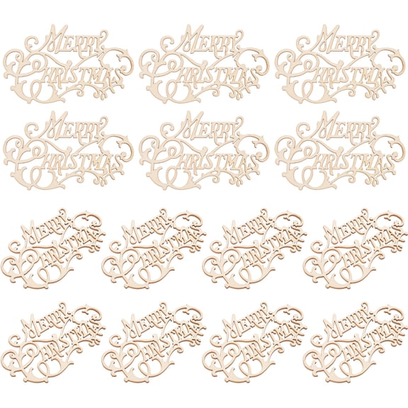 LITINKIMI Merry Christmas Wood Cut Out Beige 20Pcs Various Shapes