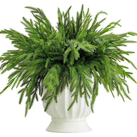 20 Pcs Christmas Norfolk Pine Branches, 19" Extra Length Artificial Xmas Branches Plants Pine Needles, Fake Greenery Norfolk Pines Stems Sprigs for DIY Craft Garland Home Garden Decor