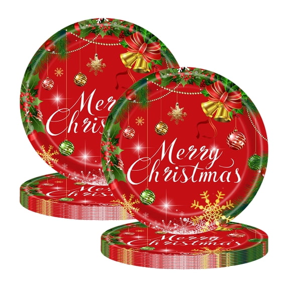 20 Pcs Christmas Paper Plates 9 Inch Disposable Xmas Tree Christmas Dinnerware Set Xmas Dinner Plates Table Decorations Holiday Party Supplies, Xmas Dinnerware Table Decorations, Serve 20 Guests