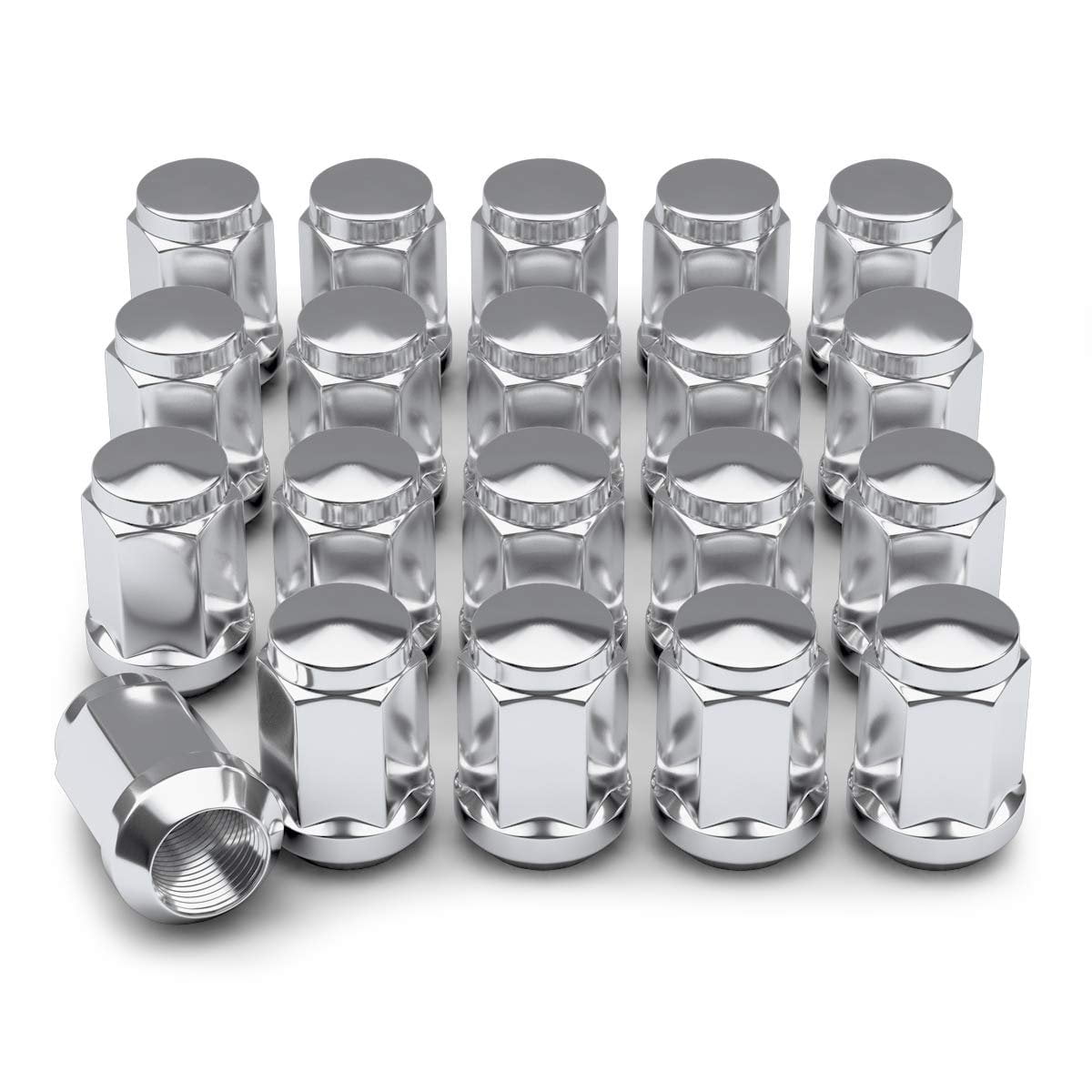 20 Pcs Chrome Plated Lug Nuts – 1/2-20 Thread, 42mm Long, Fits Ford Explorer, Lincoln, Dodge & More
