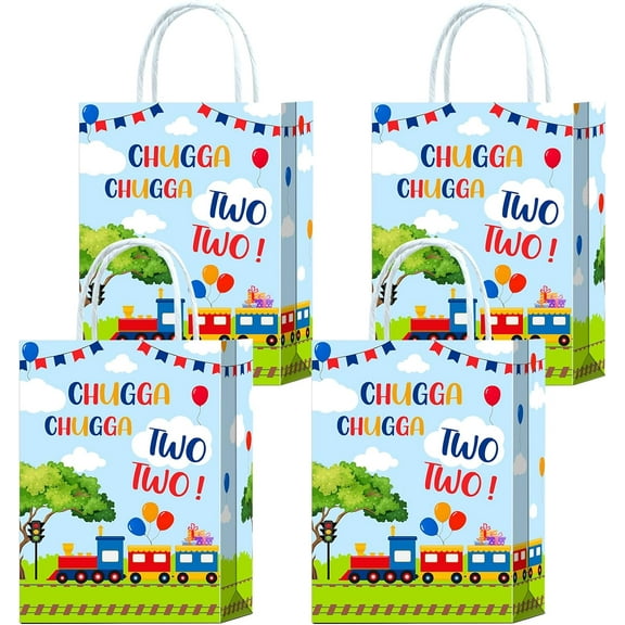20 Pcs Chugga Chugga Two Two Birthday Party Bags Train Theme Design - Ideal Train Birthday Decorations & Party Supplies for Two Years Old Babys Celebrations, Precious Mothers