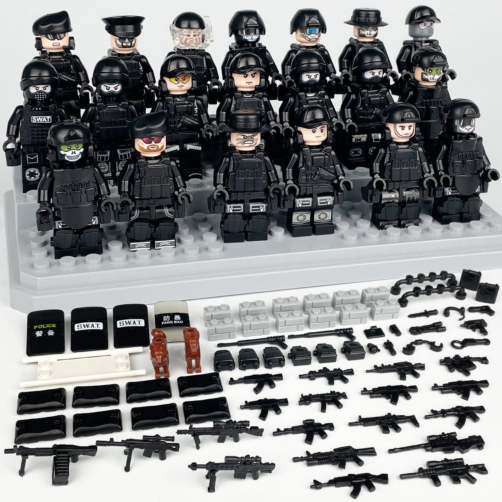 20 Pcs City Police Action Figures Building Blocks Set, Military Police