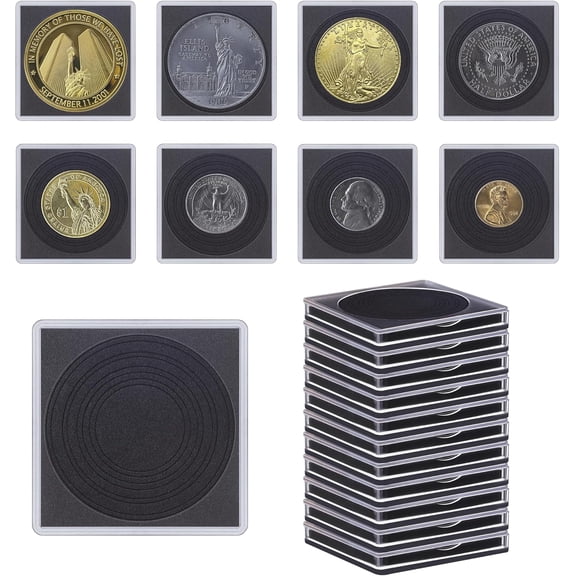 20 Pcs Clear Coin Collection Holders with Sponges 43mm Coin Capsules Morgan Silver Dollar Coin Snap Holder Protectors for Collectors (8 Adjustable Diameters: 19/21.5/24.5/27/31/33/38/40mm) (20)