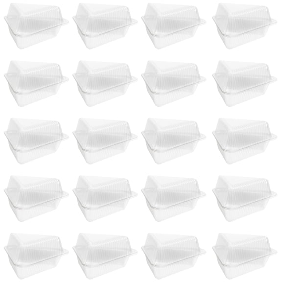 20 Pcs Clear Disposable Cake Boxes with Lid, Triangle Food Storage Containers, Food Safe Plastic for Cheesecake, Pie, Desserts