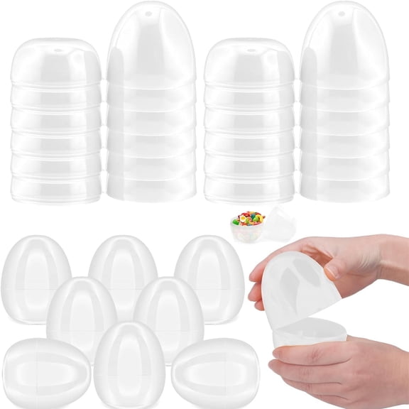 20 Pcs Clear Easter Eggs,Tutuviw Plastic Fillable Easter Eggs Bulk,3.5 in Empty Easter Crafts Eggs for Easter Basket Stuffers Fillers Easter Hunt Stuffers Classroom Prize (Transparent)