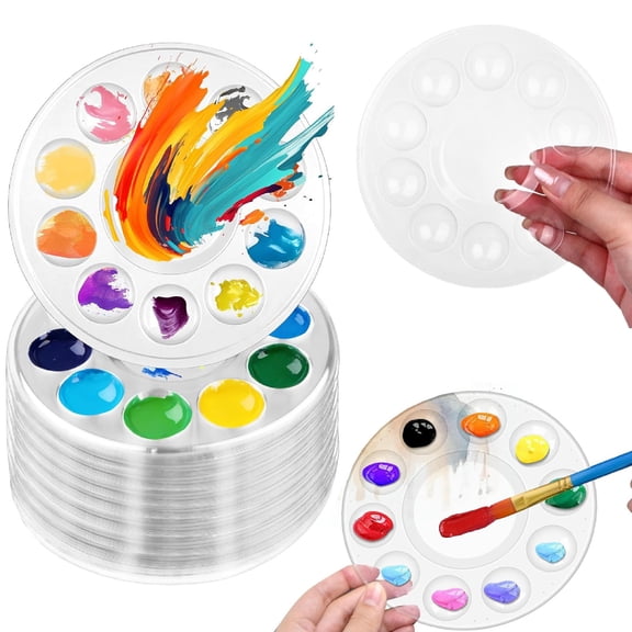 20 Pcs Clear Paint Tray Palettes, Transparent Acrylic Paint Palette, Plastic Painting Pallet for Acrylic, Oil, Watercolor, DIY Art & Craft Painting Supplies