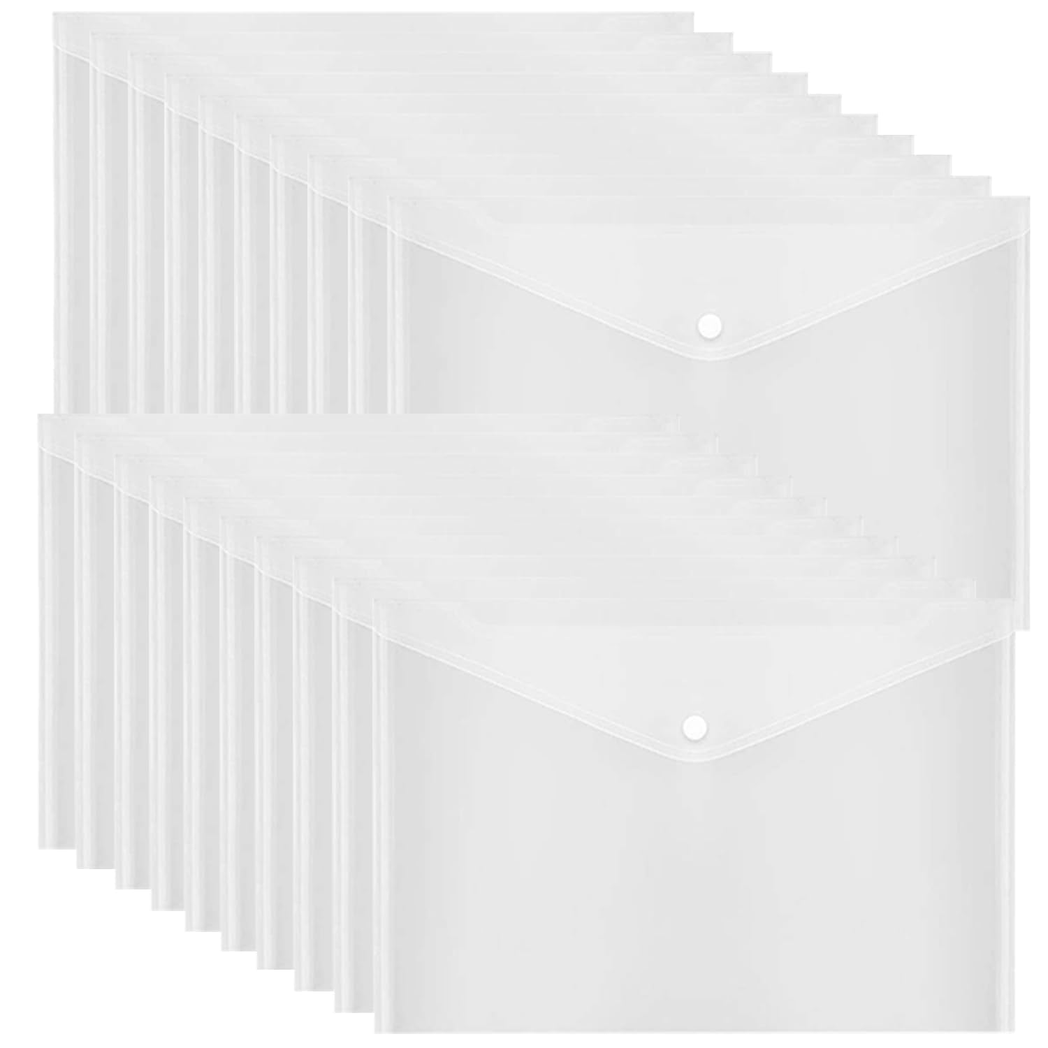 20 Pcs Clear Plastic Envelope with Snap Button Closure, Plastic ...