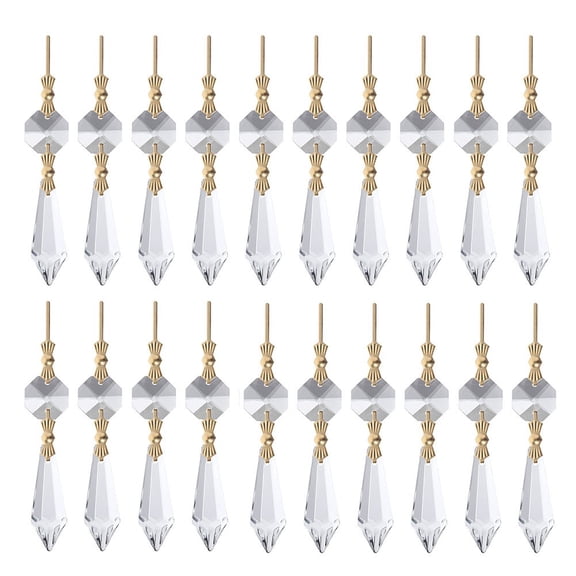 20 Pcs Clear Teardrop Chandelier s Set with Gold Clips, Elegant Hanging Prisms for Lighting Fixtures, Wedding and Holiday Décor, Decorative Sparkling Pendants for Home Impro(Transparent)