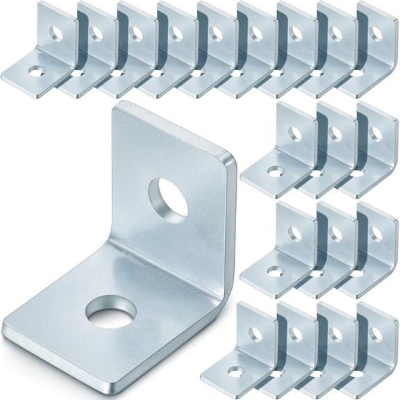 20 Pcs Connector Flat Plate Fitting Bracket Brace Fixing Repair Joint Bracket, Steel Surface Electrogalvanized, Fit for 1/2" Bolt in 1-5/8" Strut Channel, Thickness 4.8mm (L Shape)