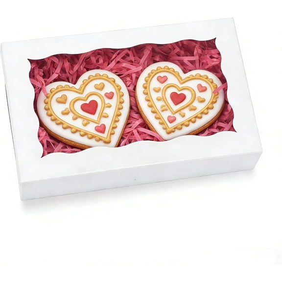 20 Pcs Cookie Boxes 7" x 4 3/8" x 1 1/2" Inch Bakery Boxes with Window Treat Box Dessert Box for Wedding Party Mother's Day - White